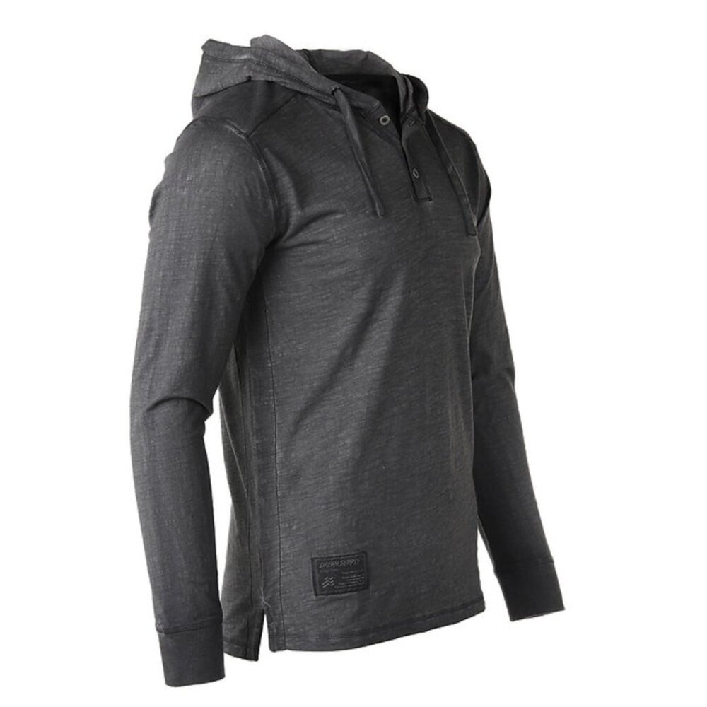 NWT - Men's Long Sleeve Lightweight Fashion Hooded Henley - Picture 3 of 6